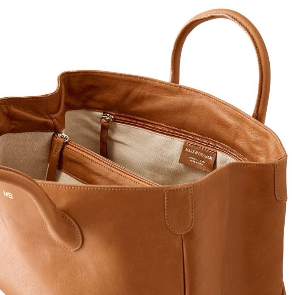 Mark & Graham Tan Leather Elisabetta Slouch Leather Tote Bag Made in Italy 🇮🇹 - Picture 12 of 12